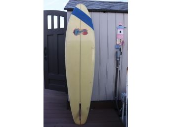 Vintage Fiberglass Surfboard By Charger 7 Feet Tall