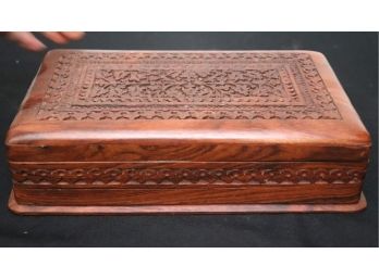 Hand Carved Shesham Wood Box & Metal Box With Hunter