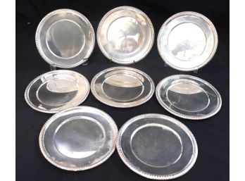 Lot Of 8 Sterling Silver Plates With Braided Border