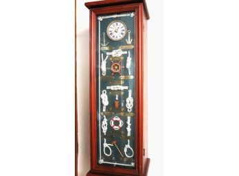 Nautical Style Clock In Wood Cabinet
