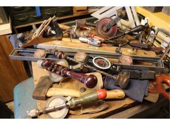 Lot Of Vintage Hand Tools, Axes, Levels, & More