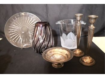 Assorted Decorative Accessories  Weighted Sterling Silver Candlesticks & More
