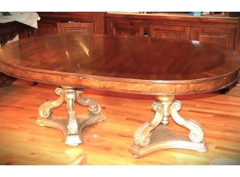 Lucky Table Alert!! Oval Dining Table With Gilded Pedestal Bases By The Karges Furniture