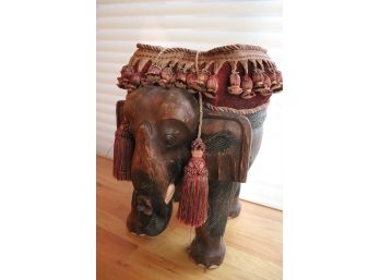 Super Unique Style  Upholstered Seat Carved Elephant Stool  The Bombay Company