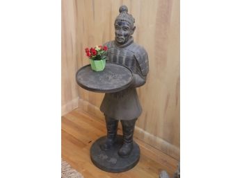 Japanese Terracotta Soldier Style Molded Resin Occasional Side Table