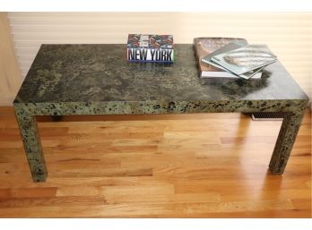 Contemporary Style Faux Finished Parsons Style Coffee Table With Stone Finish
