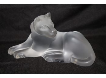 Vintage Lalique Crystal Lioness In Frosted Glass