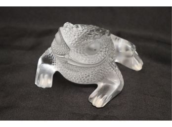 Vintage Lalique Crystal Clear & Frosted Toad Sculpture