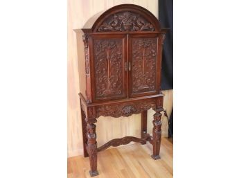 Antique Jacobean Style Highly Ornate Carved Cabinet