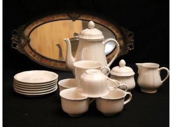 Villeroy & Boch 1748 Luxembourg Chambord Coffee Set With Antique Mirrored Tray