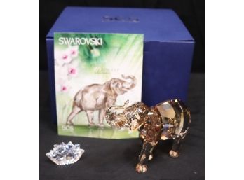 Swarovski Crystal Society  Smoky Topaz Colored Swarovski Crystal Cinta Elephant With Plaque