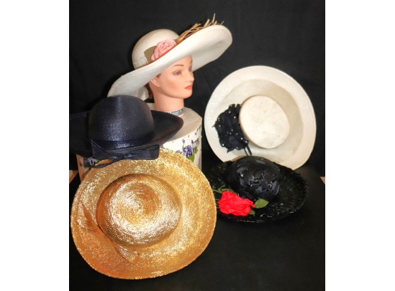 A Collection Of 5 Fine & Elegant Woven Womans Hats
