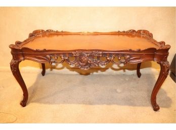 Vintage French Style Petite Coffee Table With Ornate Carvings