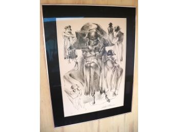 Signed LeRoy Neiman Limited Edition Lithograph In Modern Chrome Metal Frame