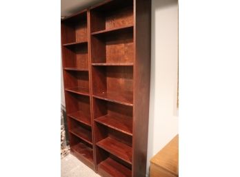 Pair Of Wood Veneer Bookcases With Adjustable Shelves