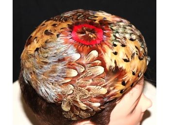 Absolutely Exquisite Charlotte NY Feather Covered Perching Beret Felt Hat