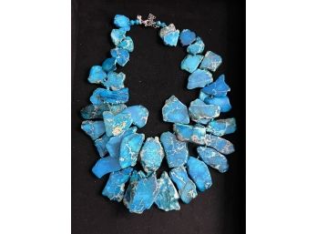 Turquoise Jasper Stone Necklace With Sterling Clasp