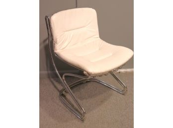 Mid Century Modern Chrome And Leather Side Chair