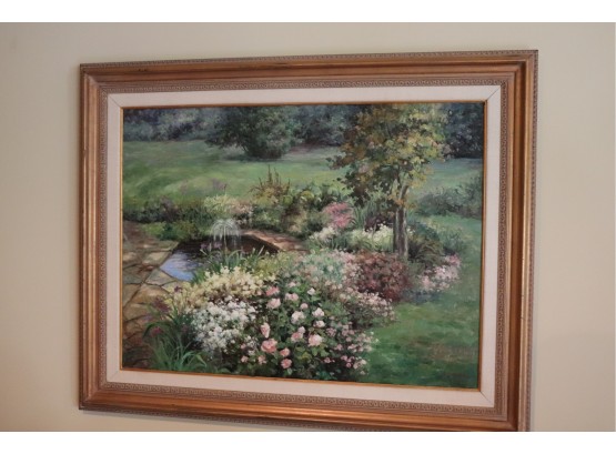 Pretty Floral Still Life Painting By Artist C. Eisenberg In A Quality Matted Frame Approx. 50 Inches X 40 Inch