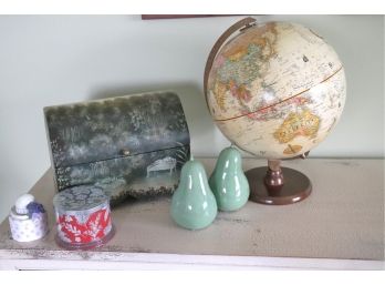 Decorative Collection Includes A Replogle World Classic Globe & Painted Chest