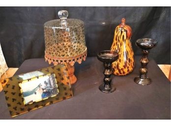 Decorative Housewares Includes Candle Holders, Large Glass Pear Made In Italy, Frame & Cake Plate With Lid