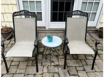 2 Outdoor Chairs & Small Side Table