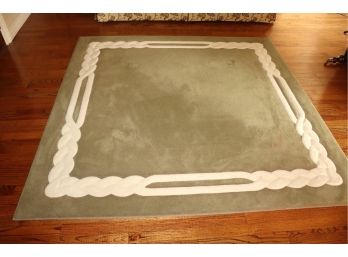 Custom Made Area Rug With A Braided Design Along The Border Approximately 71 Inches X 71 Inches
