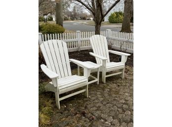 Pair Of Poly Wood Adirondack Chairs & Small Side Table