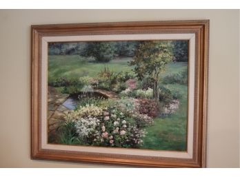 Pretty Floral Still Life Painting By Artist C. Eisenberg In A Quality Matted Frame Approx. 50 Inches X 40 Inch