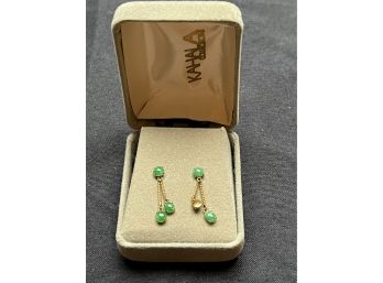 Kahala Collection Earrings With Green Stones/Jade Stone