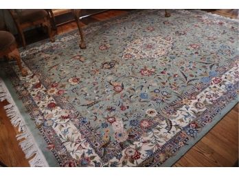 Beautiful Handmade Woven Area Rug With Floral Pattern Amazing Colors Throughout Approx. 148 Inches X 108 Inche