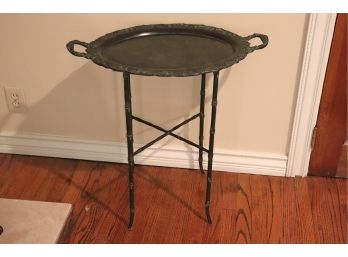 Maitland Smith Metal Side Tray Table On A Stand Heavy Quality Cast Metal With A Nice Patina Finish
