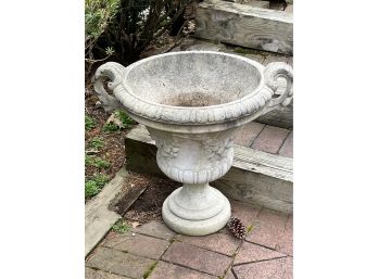 Beautiful Cement Planter With Handles And Cornucopia Motif