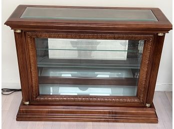 Classical Style Display Cabinet With Wood Columns & Glass, Top, Sides & Doors