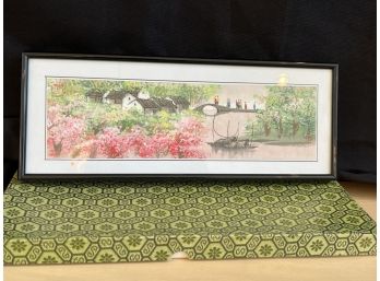 Watercolor Painting Of Summer Chinese Landscape Signed By The Artist