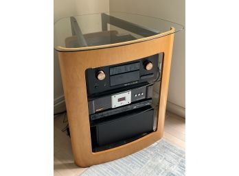 Custom Blond Wood & Glass Stereo Cabinet