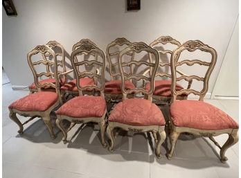 Set Of 8 French Provincial Dining Chairs With 6 Side & 2 Armchairs