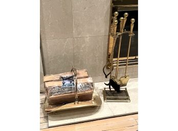 Brass Fireplace Tools & Log Holder