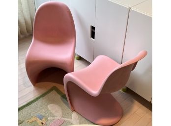 Pair Of Vintage Pink Vernon Panton Kids Chairs By Vytra