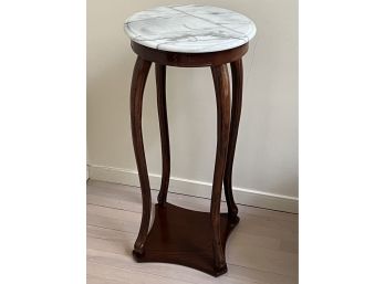 Marble Top Wood Pedestal With Wood Base
