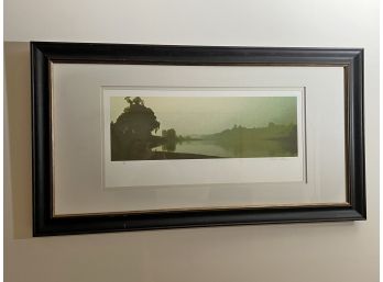 Sepia Toned Lithograph In Wide Frame Signed By Artist
