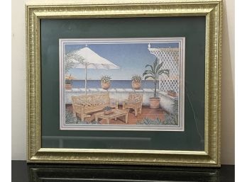 Framed Print Of Seaside Balcony With Plants