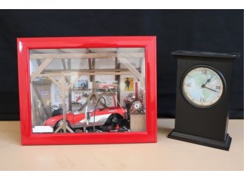 Shadow Box La Ruee Vers  LArt Vintage Car Garage By Patrick Richard & Battery Clock