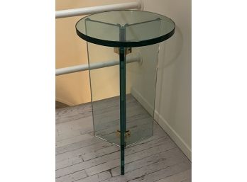 Modern Thick Glass Pedestal With Brass Highlights
