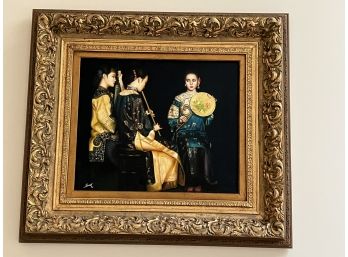 Lovely Painting Of Beautiful Female Asian Musicians Signed & Beautifully Framed