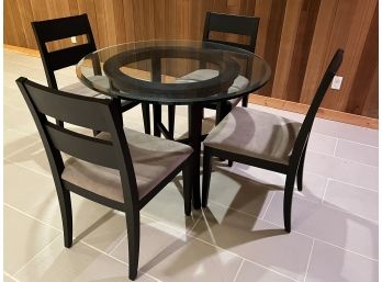 Round Beveled Glass Table With Four Chairs