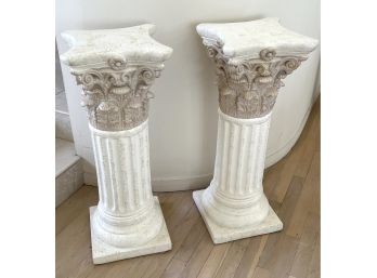 Pair Of Corinthian Column Pedestals Or Plant Stands