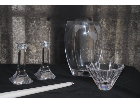 Lot Of Assorted Heavy Crystal Pieces From Orrefors & Mikasa
