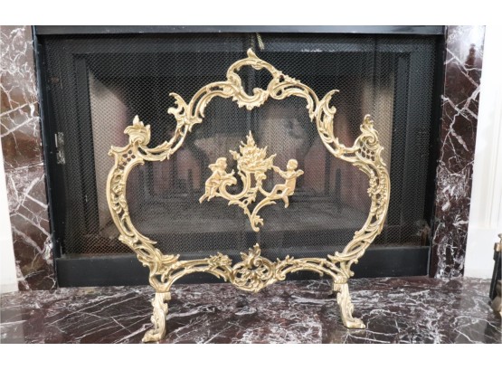 Vintage Louis XVI Style Ornate Decorative Fireplace Screen