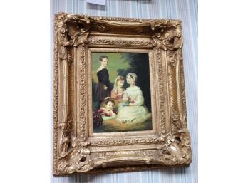 Classic Oil On Board Painting In Antique Gold Painted Frame